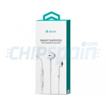 Auriculares Earpods con Mando y Micrófono Devia Premium Blanco