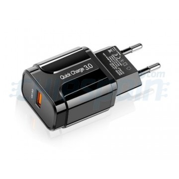 Carregador de Energia USB Carregamento Rápido 18W QC 3.0 Preto
