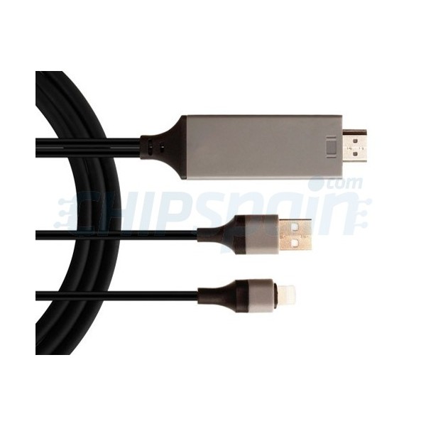 8 Pin Lightning Male to HDMI Male & USB Male Adapter Cable iPhone iPad 2m 