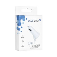 Car Charger with USB input and Lightning 3A Cable Blue Star White