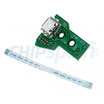 Placa Conector de Carregamento Micro USB JDS-055 PlayStation 4 PS4 Controlador DualShock com Flex de 12 pin