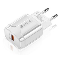 Carregador de Energia USB Carregamento Rápido 18W QC 3.0 Branco