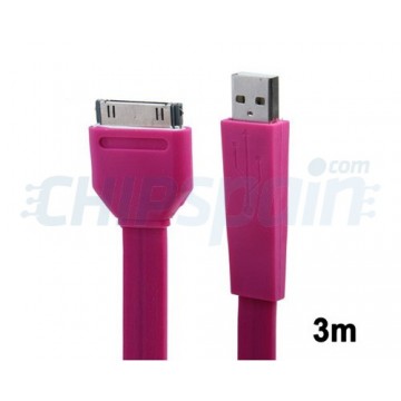 Cable Noodle USB a 30 PIN iPhone/iPad/iPod 3m Rosa